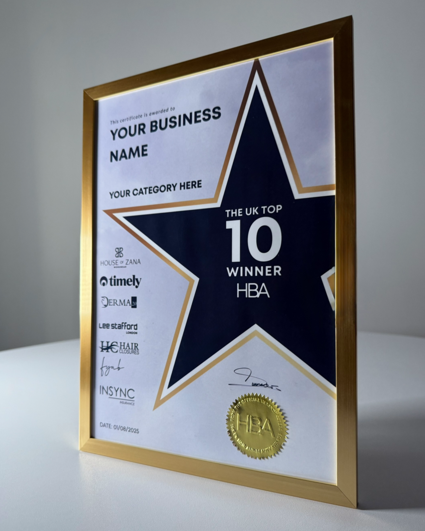 Personalised Placing Certificate - TOP 10