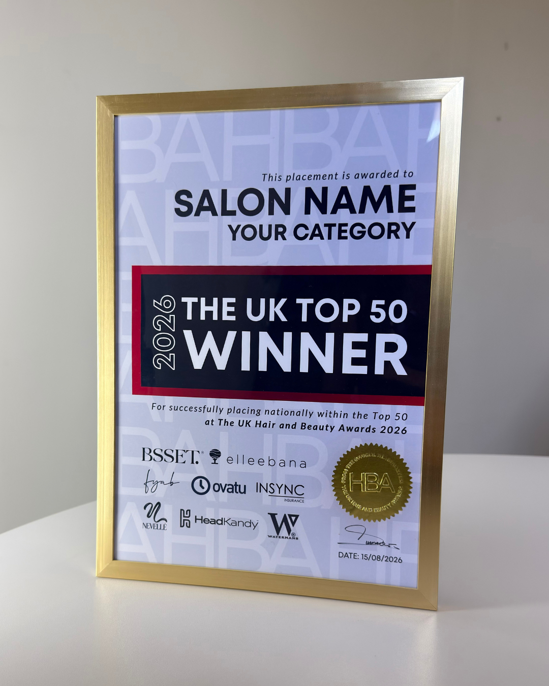 Personalised Placing Certificate - TOP 50