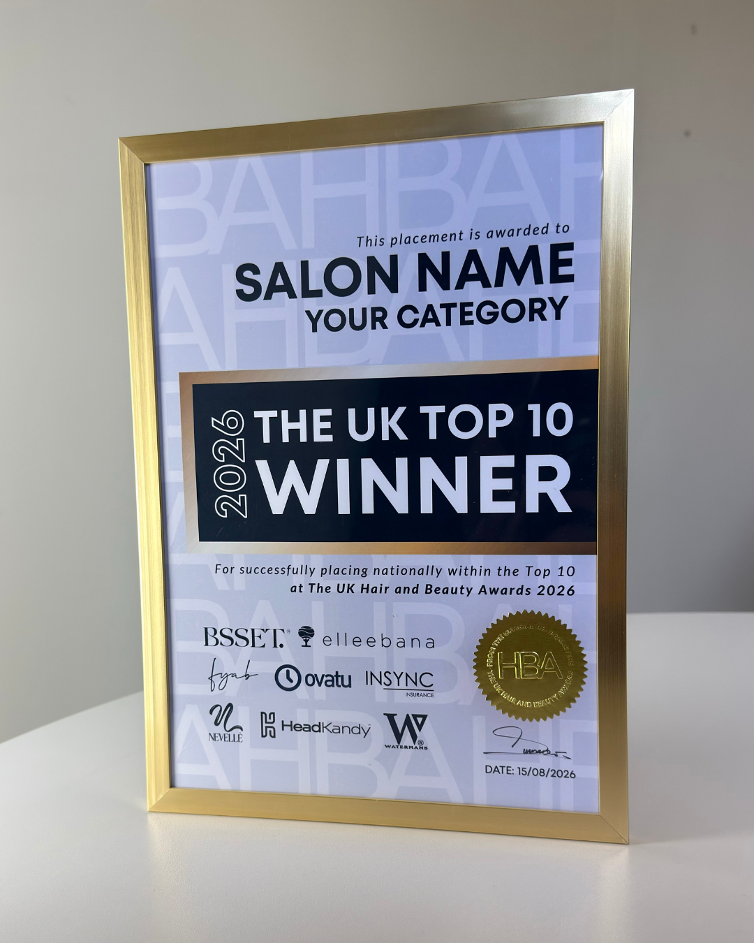 Personalised Placing Certificate - TOP 10
